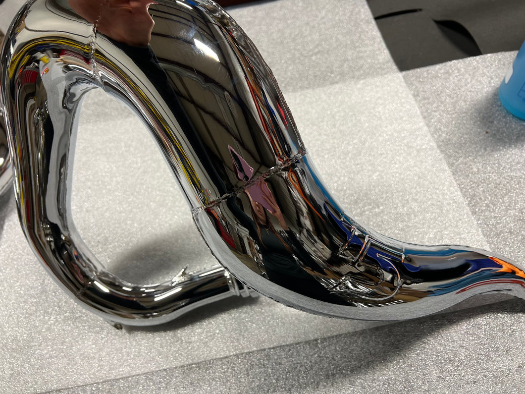 NEW Chrome Right Side Pipe With Spots on Logo